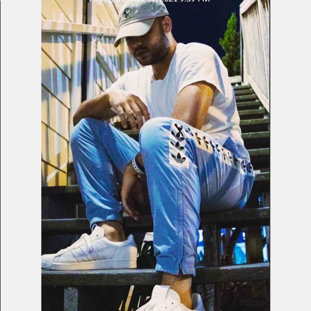 Blue adidas track pants